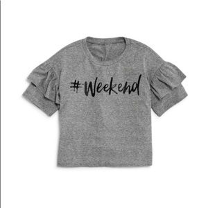 Aqua #weekend Cropped ruffled t-shirt fits an XS